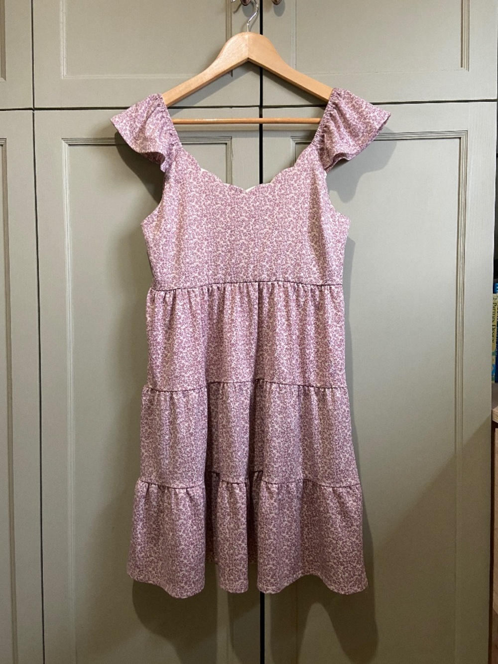 Tiered babydoll dress, ditsy rose mini sundress